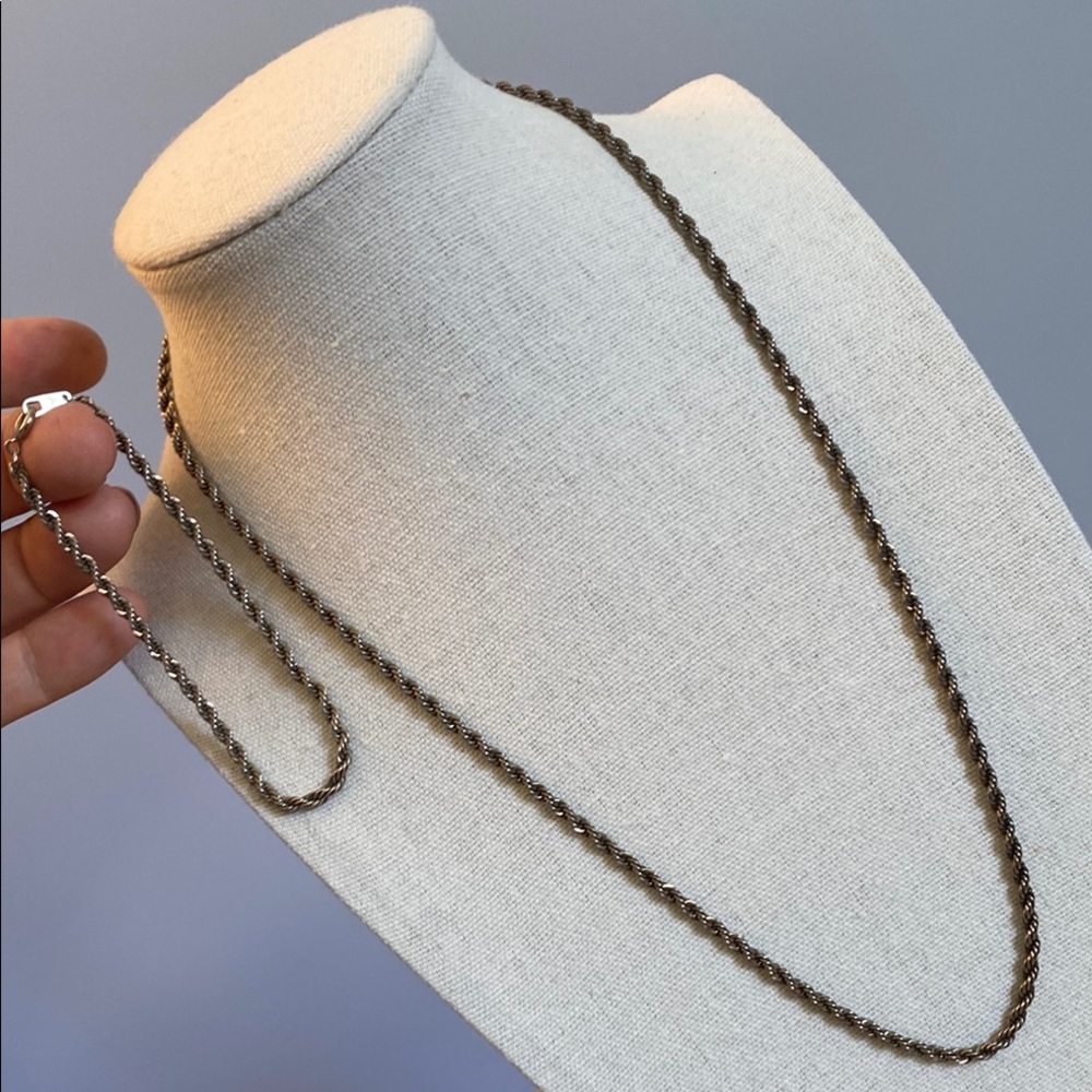 14k GF Vintage Silver Chain Necklace and Bracelet Set